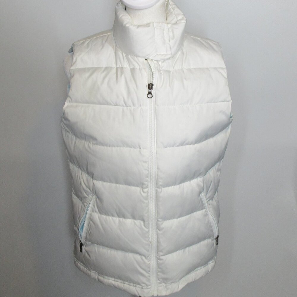 American Eagle Outfitters Women's White Puffer Vest Light Blue Lining Size Med